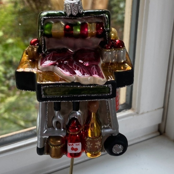 Anthropologie Glass Blown Grill Christmas Tree Ornament - Picture 1 of 4